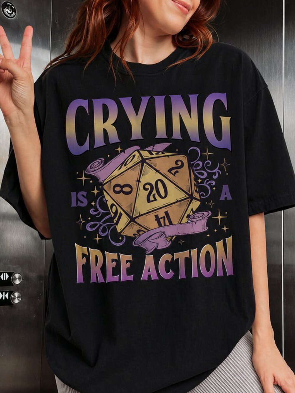 Crying Is A Free Action Shirt, Funny DnD Dice Tee